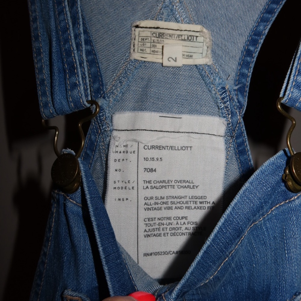 Current Elliott Charley Denim Overall - Like New - Size 2 fits like a 6-8. - Picture 2 of 3
